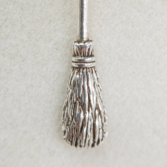 Sterling Silver Besom Necklace • 18″ Italian Chain - Picture 3 of 7